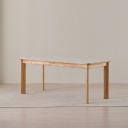 ●한정특가●헤일드 포세린 통세라믹 6인용 원목 식탁 테이블