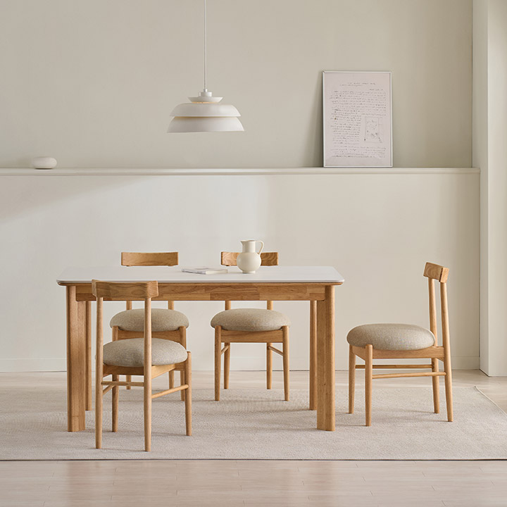 헤일드 포세린 통세라믹 원목 식탁 테이블