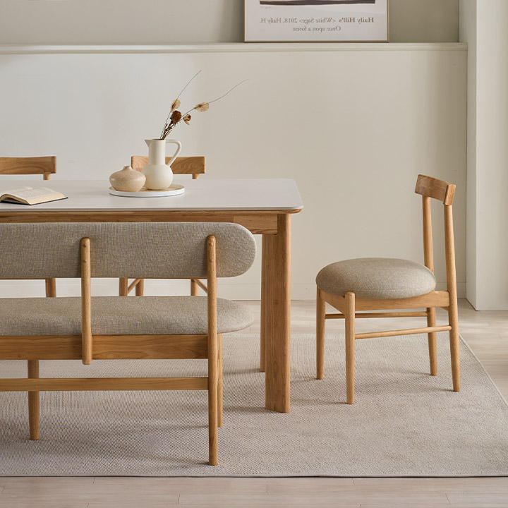 헤일드 포세린 통세라믹 원목 식탁 테이블