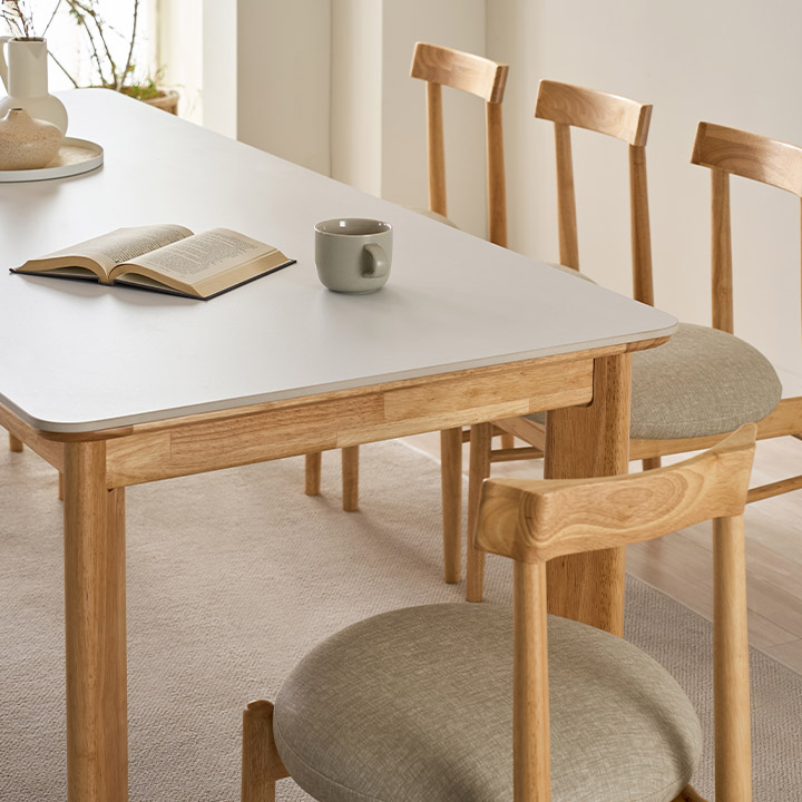 헤일드 포세린 통세라믹 원목 식탁 테이블