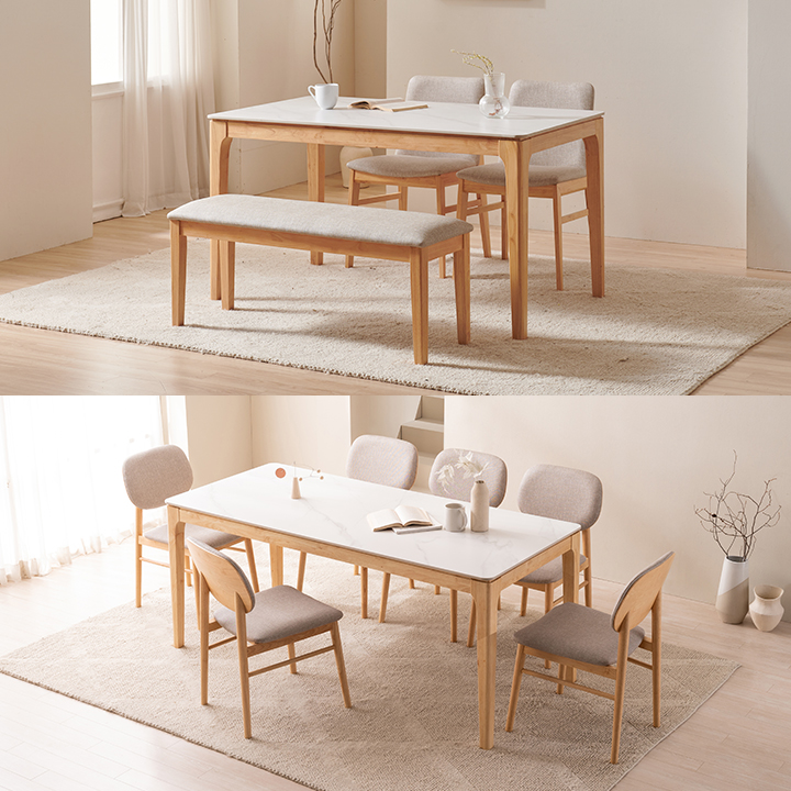 헤일드 포세린 통세라믹 원목 식탁 테이블