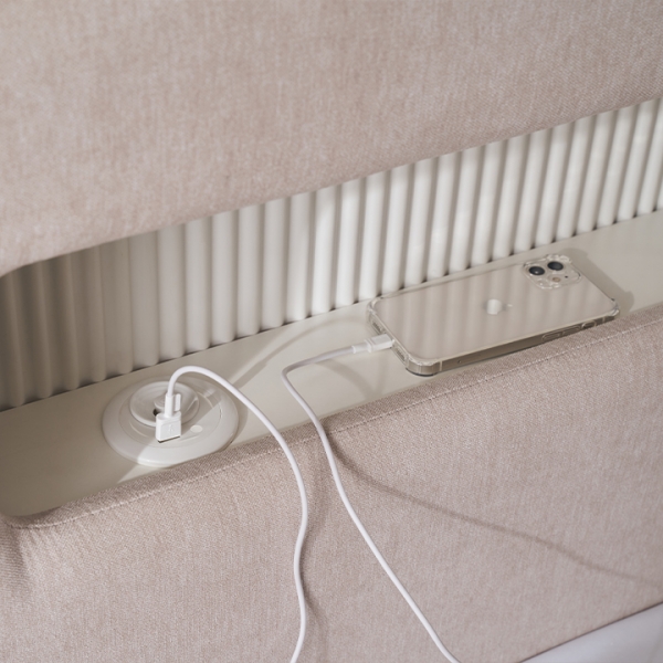 ●한정특가●라베나 패브릭 템바보드 LED조명 4단 수납 침대(SS/Q)