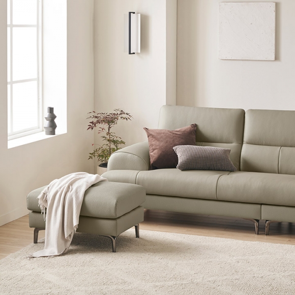 ★3월슈퍼딜★베이번 천연 통가죽 3/4인용 소파(스툴제외/포함)