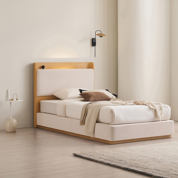 ★매트무료업★누오브 LED조명 패브릭 원목 침대(SS/Q/LK)