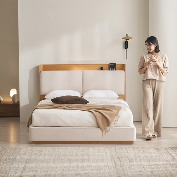 ★매트무료업★누오브 LED조명 패브릭 원목 침대(SS/Q/LK)