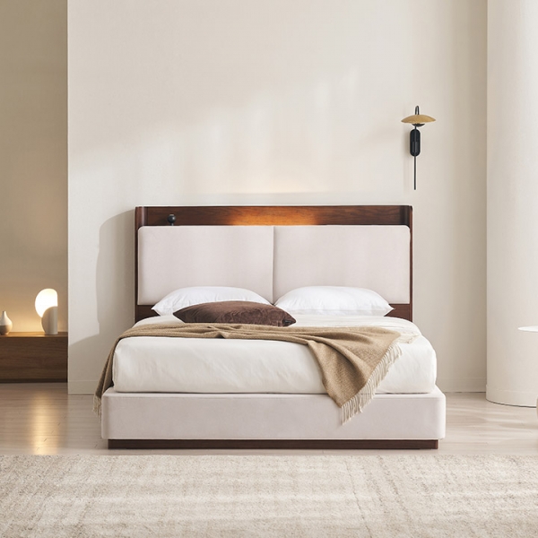 ★매트무료업★누오브 LED조명 패브릭 원목 침대(SS/Q/LK)