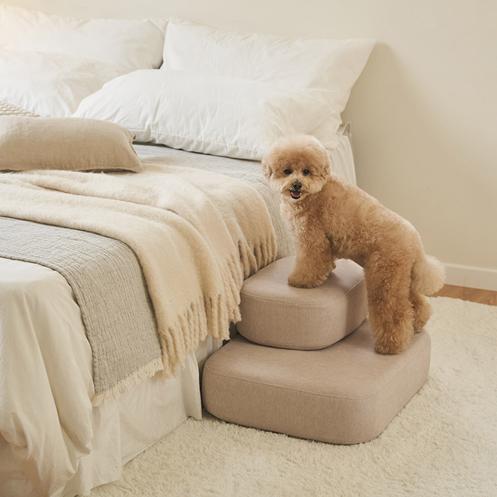 베이직/라운드 와이드 논슬립 펫스텝 2단/3단 강아지 계단