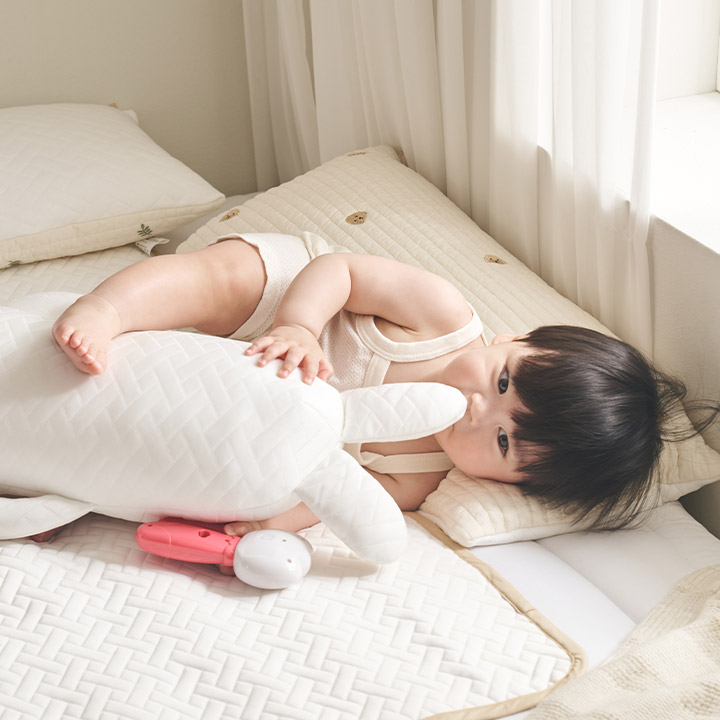 &hearts;신상할인&hearts;쁘띠레브 듀라론 냉감 아기 애착인형 토끼 곰 유아 쿠션
