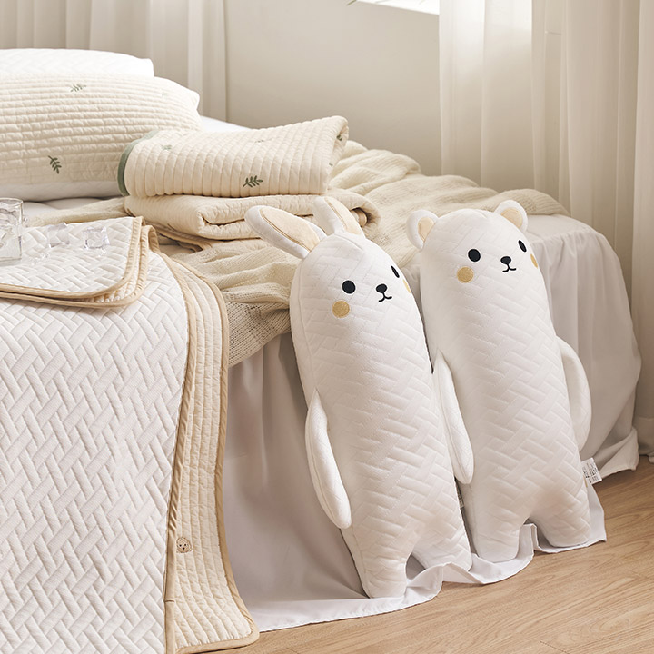 &hearts;신상할인&hearts;쁘띠레브 듀라론 냉감 아기 애착인형 토끼 곰 유아 쿠션