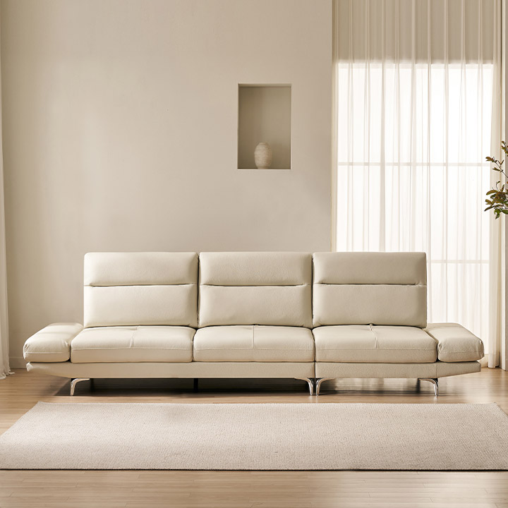 ♥신상할인♥NEW더퍼스트 스윙형 3/4인 천연면피 소가죽 소파(스툴선택)