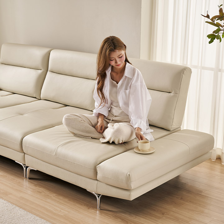 ♥신상할인♥NEW더퍼스트 스윙형 3/4인 천연면피 소가죽 소파(스툴선택)