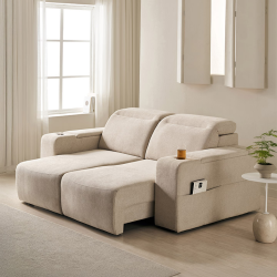 [삼익가구]레스트인 헤드틸팅 모션 확장형 슬라이딩 3인용 리클라이너 소파(홈바형)