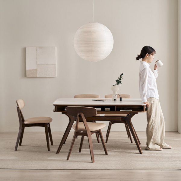 ★10%쿠폰★오비뜨 포세린 세라믹 4/6인용 수납형 원목 식탁 1400/1800 테이블