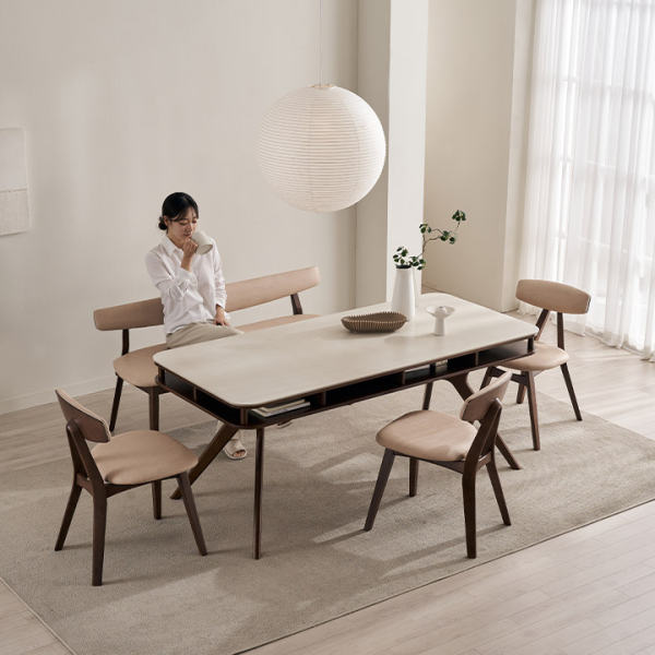 ★30%쿠폰★오비뜨 포세린 세라믹 4/6인용 수납형 원목 1400/1800 식탁+벤치 풀세트