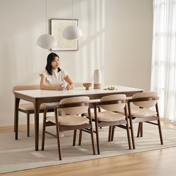 &hearts;신상할인&hearts;더우디 포세린 통세라믹 4/6인용 원목 식탁세트(1400/1600/1800)