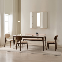 [삼익가구]시에나 포세린 통세라믹 6인용 원목 1800 식탁세트(벤치1+의자3)