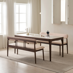 [삼익가구]시에나 포세린 통세라믹 6인용 원목 1800 식탁세트(벤치2)