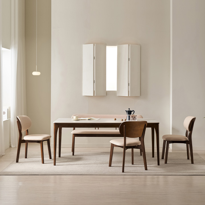 ★30%쿠폰★시에나 포세린 통세라믹 4/6인용 원목 식탁세트(1400/1600/1800)