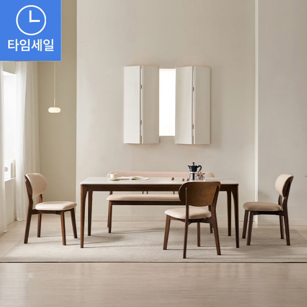 ★30%쿠폰★시에나 포세린 통세라믹 4/6인용 원목 식탁세트(1400/1600/1800)