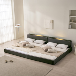 &hearts;신상할인&hearts;해온 LED 오픈/밸런스/가드/벙커 저상형 가죽 패밀리 침대(SS+SS/SS+Q/Q+Q)