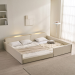 &hearts;신상할인&hearts;해온 LED 오픈/밸런스/가드/벙커 저상형 가죽 패밀리 침대(SS+SS/SS+Q/Q+Q)