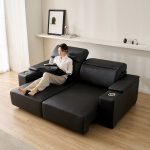 ★50%쿠폰/신상특가★스테이온 헤드틸팅 모션 확장형 슬라이딩 3/4인용 가죽 리클라이너 소파(홈바형)