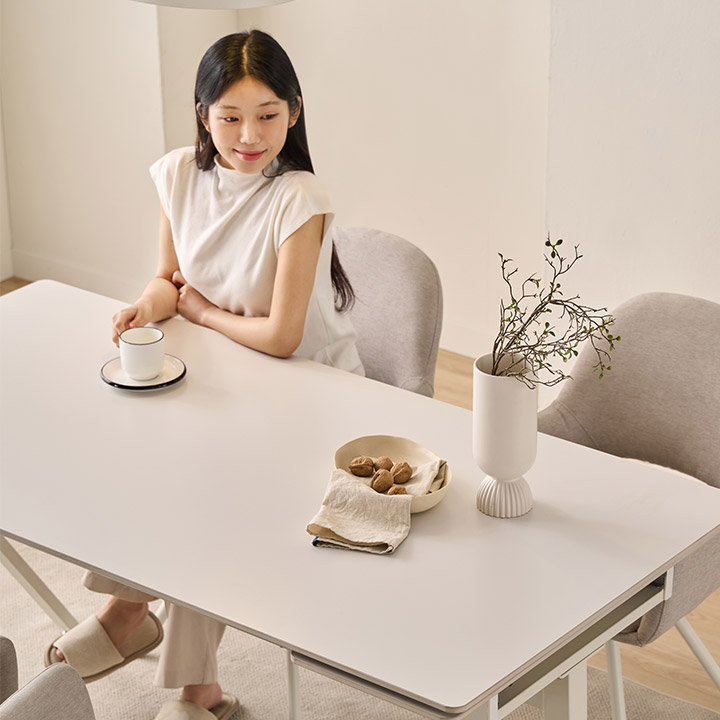 [삼익가구]더리움 1400-2000 확장형 세라믹 식탁세트(의자6개)