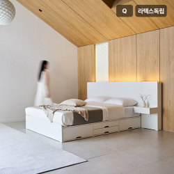 [삼익가구]루미에 LED 4단 수납 호텔 침대(양모 라텍스 7존 독립스프링 매트리스-퀸)
