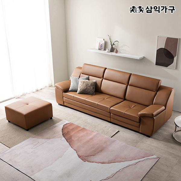 ★스툴UP/더블(2x)페스타★버나드 4인 천연소가죽 허리가 편한 소파
