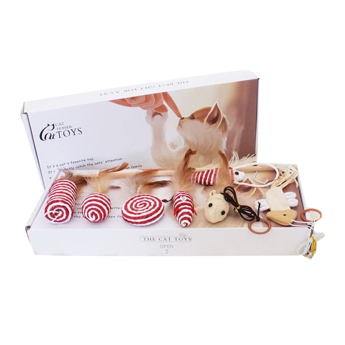 크림펫 고양이 낚시대 쥐돌이 깃털 장난감 화이트 선물세트