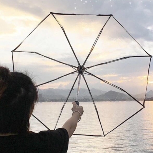 투명 3단 우산 장마준비 롱 우산 경량 투명우산 휴대용 포켓우산