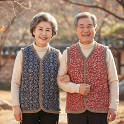 털 누빔조끼 M9 촌캉스 할머니 꽃무늬 기모 김장 조끼 보온 털 엄마 조끼