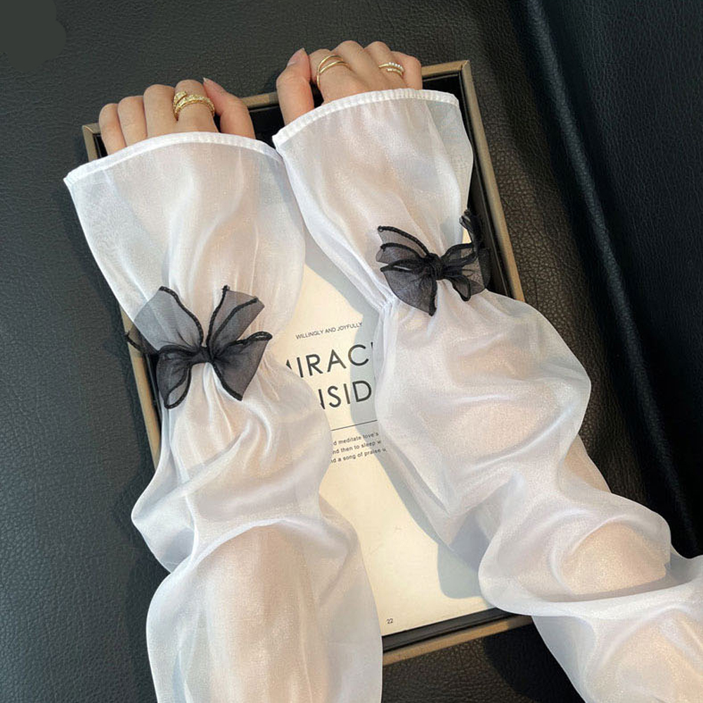 LW 아이스 실크 레이스 리본 쿨토시 자외선차단 여름 팔토시 운전 자전거 등산 토시