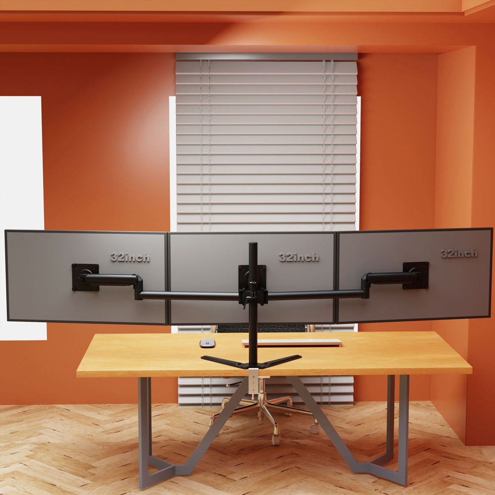 M14 트리플 모니터암 주식트레이더 게임 영상편집 디자인 3대모니터 스탠드 받침대