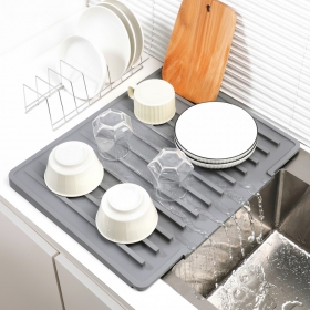 실리콘 싱크대 드라잉매트 그릇 접시 조리도구 야채 물빠짐 매트 논슬립 식기건조대 트레이 주방정리 패드
