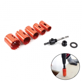 목재 PVC 타공 홀쏘 드릴비트 5종  전동드릴 어댑터 22~38mm 공사현장 목수 수공구