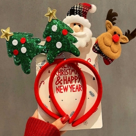 LW 크리스마스 코스튬 머리띠 헤어밴드 성탄절 이벤트 파티 소품 헤어 악세사리 산타 루돌프