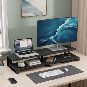 2단 모니터 받침대 컴퓨터 거치대 노트북 와이드 스탠드 사무실 집 데스크테리어 80CM