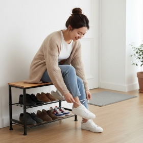 너도밤나무 벤치 신발장 슬림 틈새 슈즈랙 현관 사무실 유아 슈벤치 원목 오픈형 수납장 정리대 선반