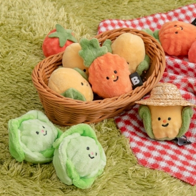 [바잇미] 야채밭 공 삑삑이 장난감 세트(2종)
