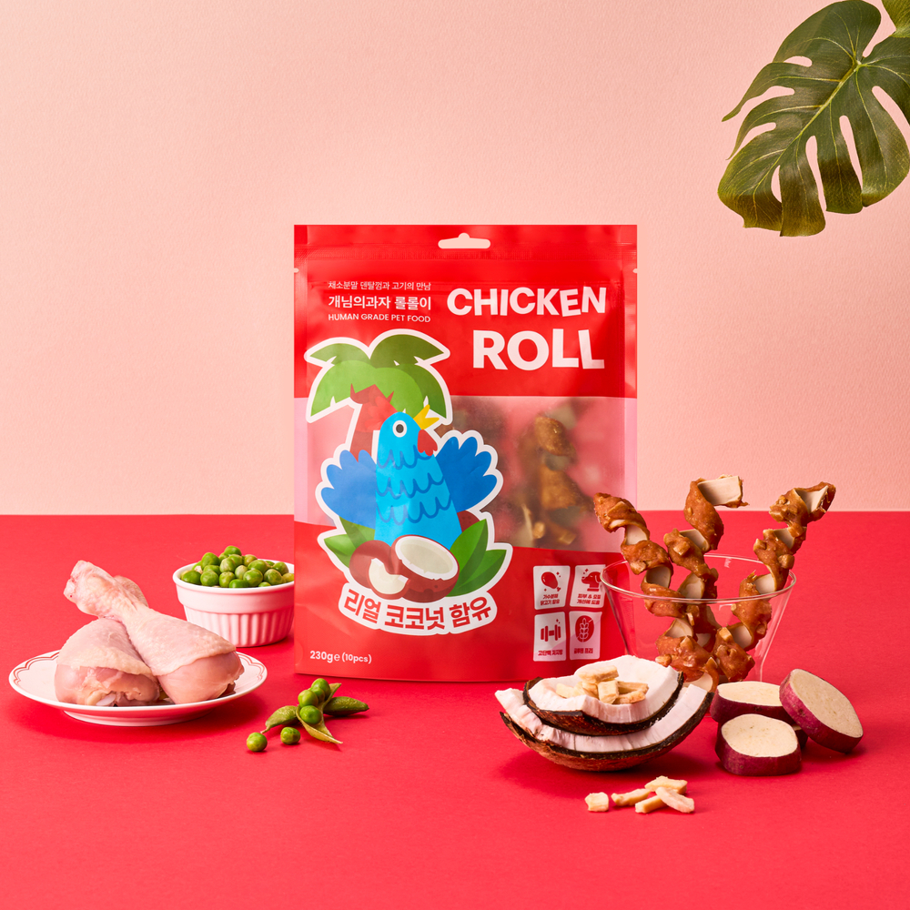 개님의과자 롤롤이(치킨롤) 육포+채소껌+리얼코코넛 콤보간식 140g