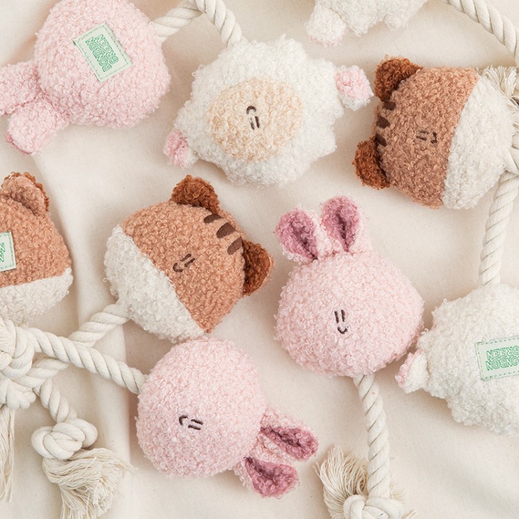 [바잇미] 봉봉그린 퍼리 프렌즈 로프 터그 장난감 (삑삑/바스락)