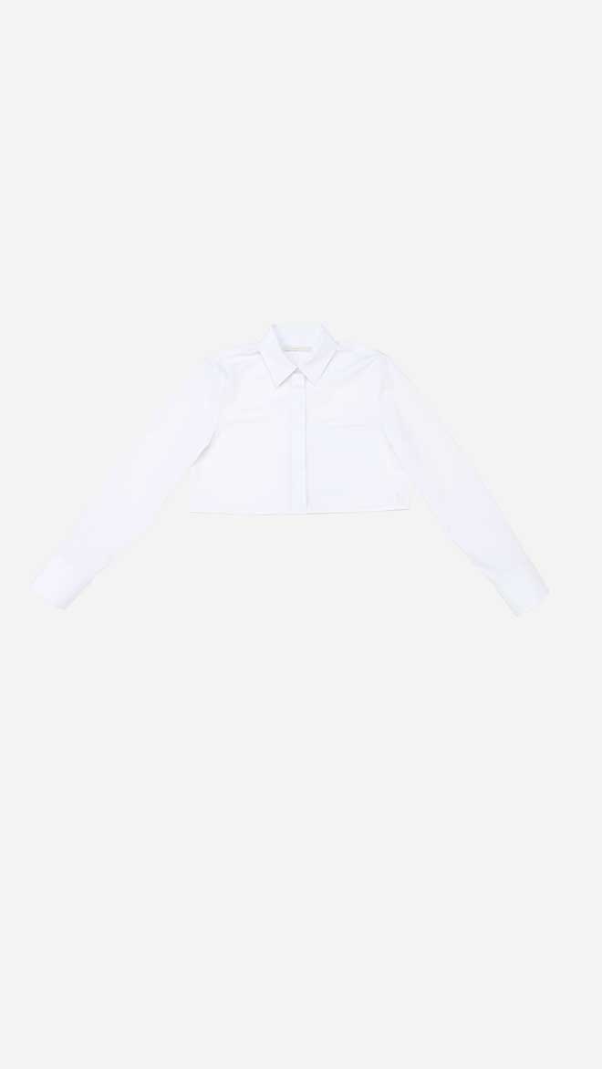 [★있지 류진 착용] SAC 로고 링클프리 크롭 셔츠 화이트 4W2317001