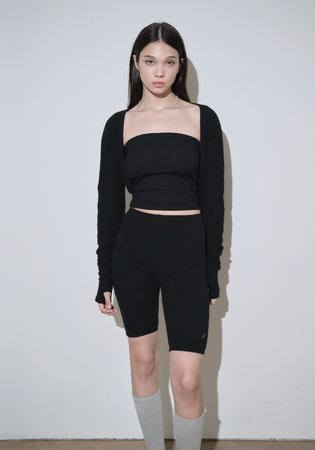 WAFFLE BIKER SHORTS [BLACK]