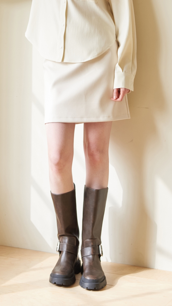 Leather Mini Skirt White
