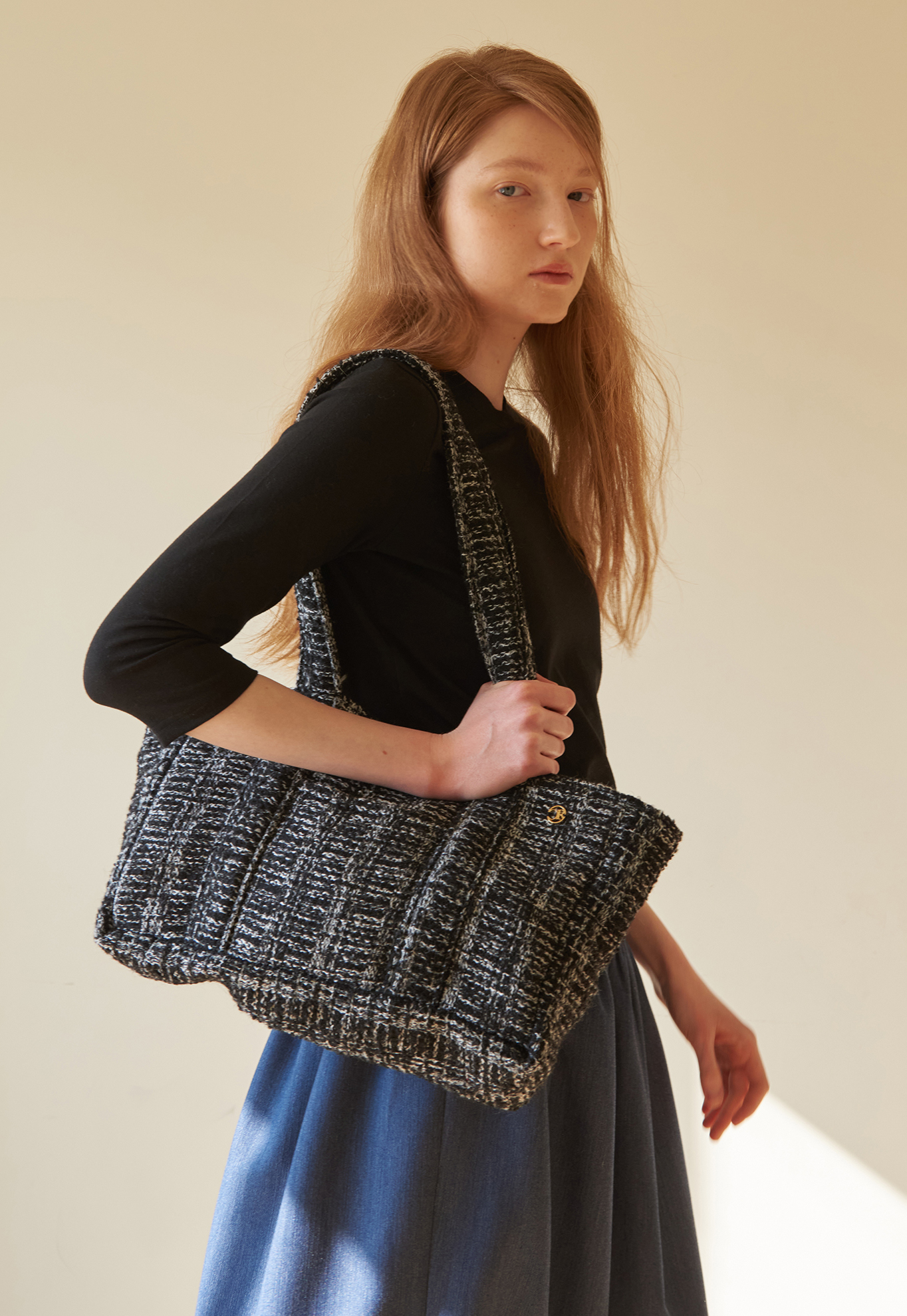 Wool Tweed Bag Black