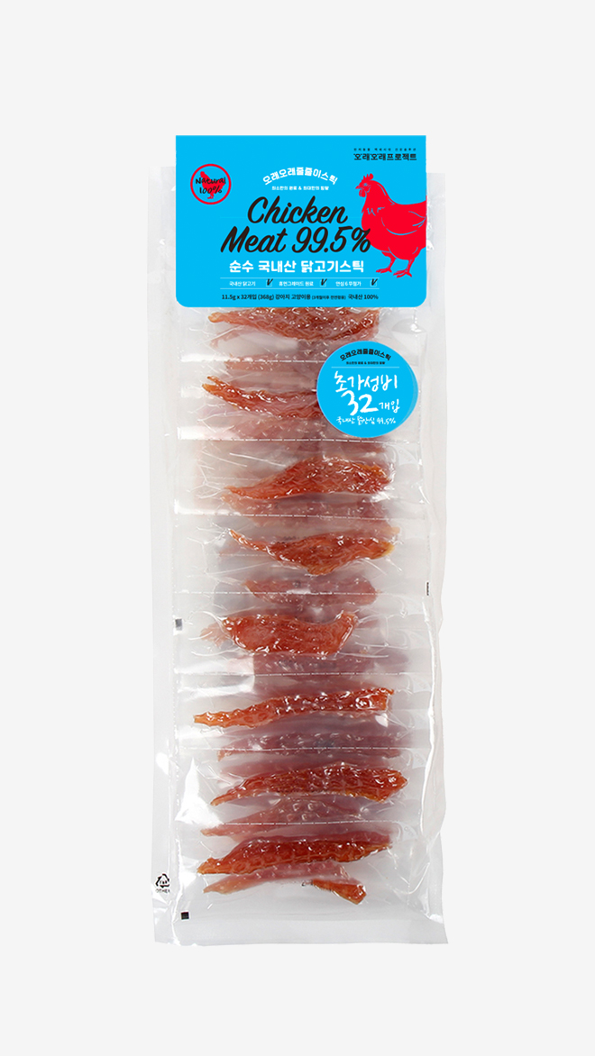 오래오래프로젝트 초대용량 줄줄이스틱 닭고기 32개입 (368g)
