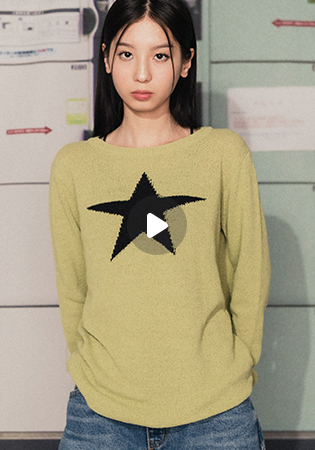 [소리소리옷장pick!] 별 부클 니트 그린