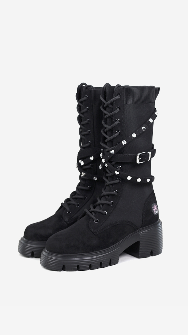 SMA SHOES 나나워커 니트 부츠 리얼레더_장식포함