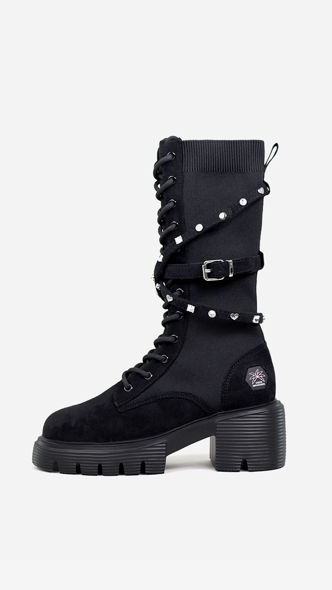 SMA SHOES 나나워커 니트 부츠 리얼레더_장식포함